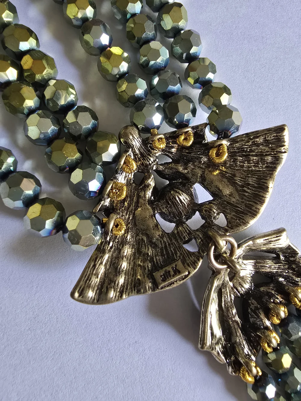 AFR.K Vintage Statement Blue-Green AB Crystal Tassel Necklace